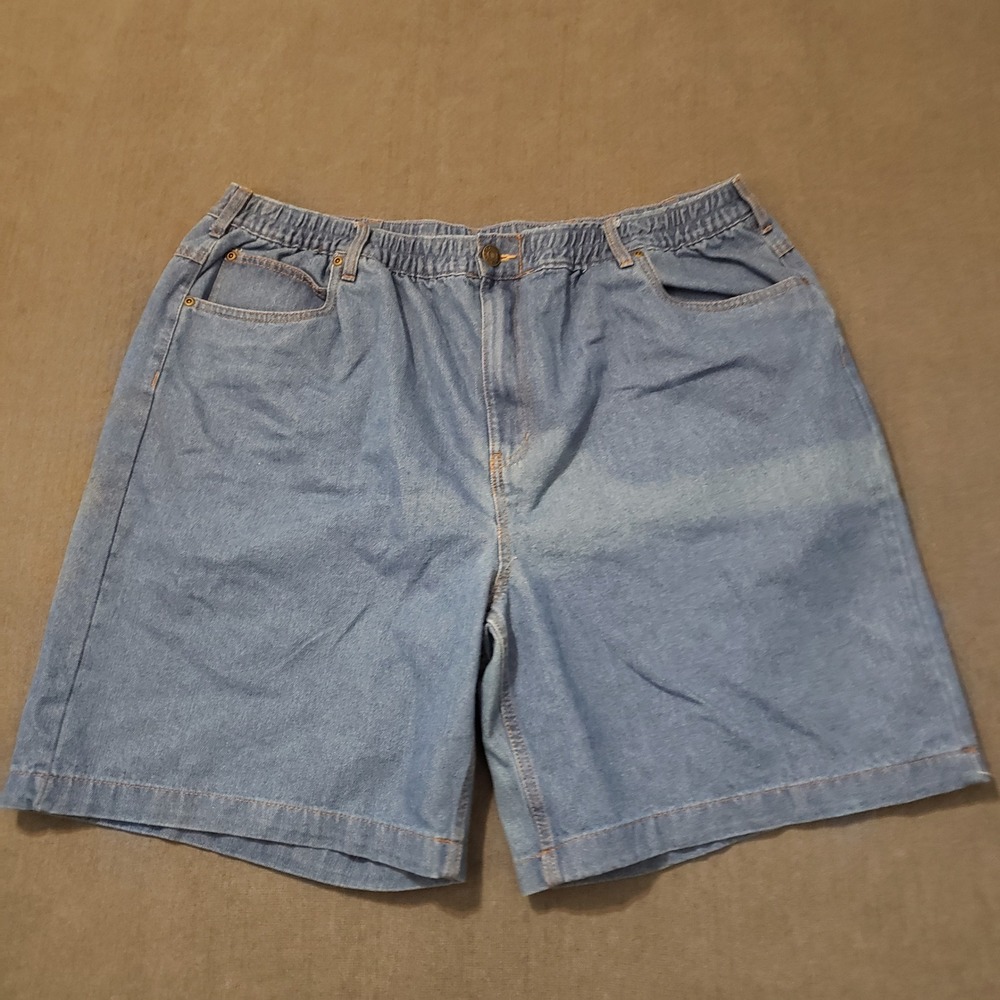 Haband Casual Joe Denim Shorts Mens 46‎ Blue Light Wash Elastic Waist